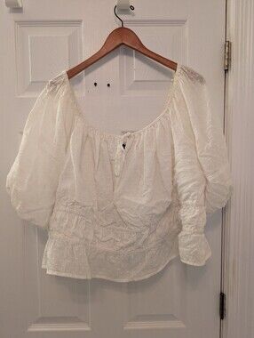 Swiss Dot Short Sleeve Blouse